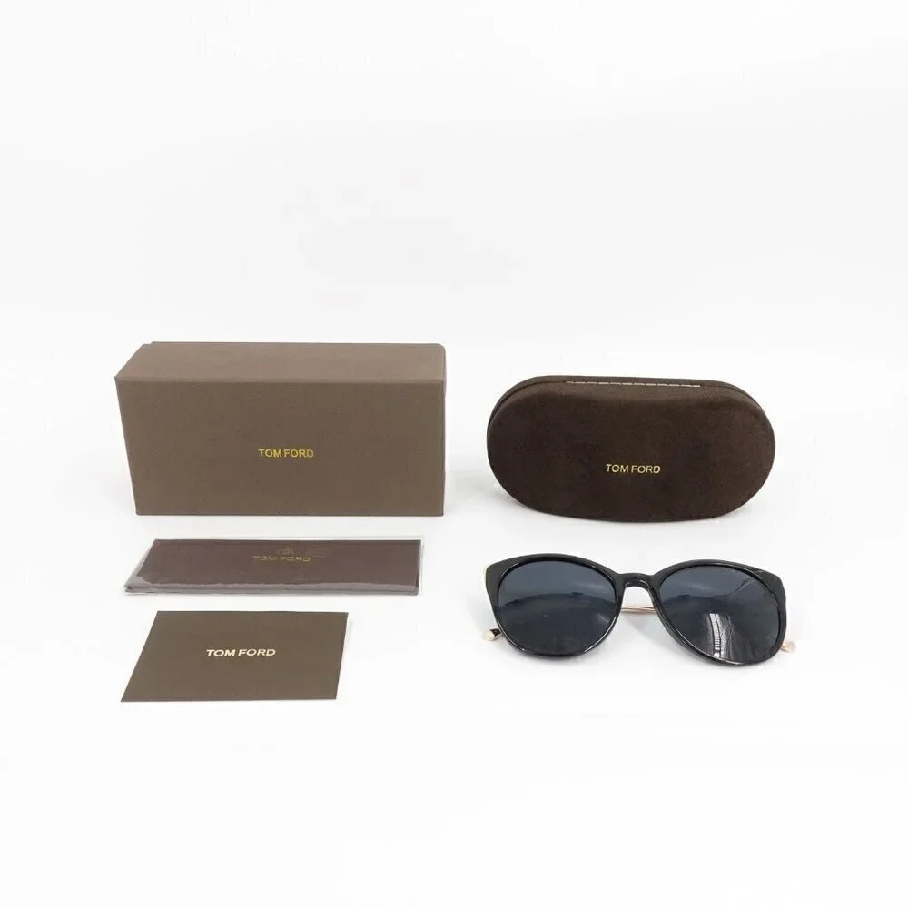 Tom Ford TF641 Round Sunglasses Black and Blue OS
